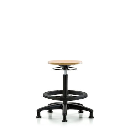 Wood Stool - High Bench Height with Black Foot Ring and Stationary Glides MPN:BR-WHBSO-RG-BF-RG