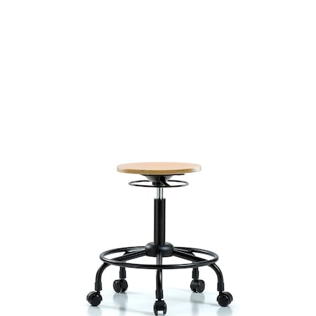 Wood Stool - Medium Bench Height with Round Tube Base and Casters MPN:BR-WMBSO-RT-RC