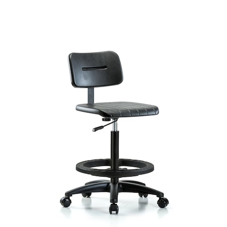 Basic Poly Hi Bench Chair, BF, Casters, Polyurethane, 24-1/2