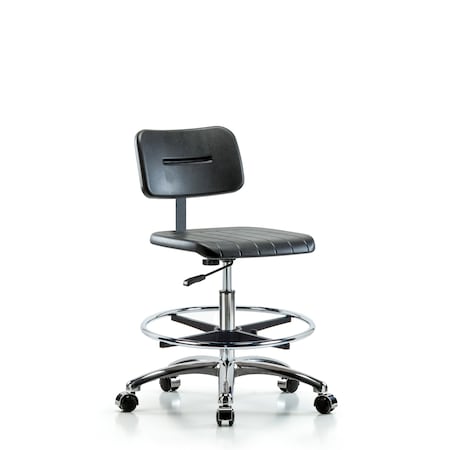 Basic Poly Med Bench Chair, Chrm, CF, Cast, Polyurethane, Chrome, 19-1/2