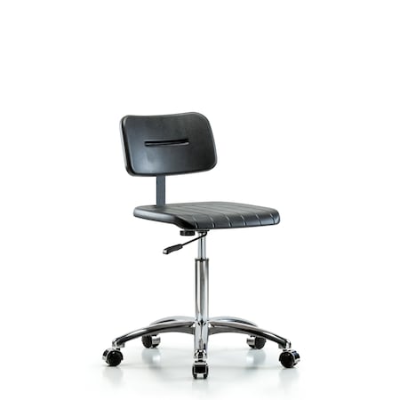 Basic Poly Med Bench Chair, Chrm, Casters, Polyurethane, Chrome, 19-1/2