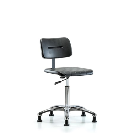 Basic Poly Med Bench Chair, Chrome, Glides, Polyurethane, 19-1/2