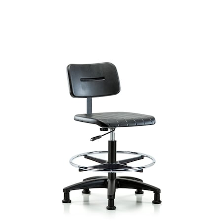 Basic Poly Med Bench Chair, CF, Glides, Polyurethane, Chrome, 19-1/2
