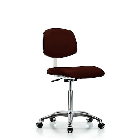 Med Bench Chair, Vin, Chrm, Cast, Burg, CL10, Vinyl, Chrome, Polyurethane Foam, Burgundy, Rolling MPN:BR-CLR-VMBCH-CR-NF-CC-8569
