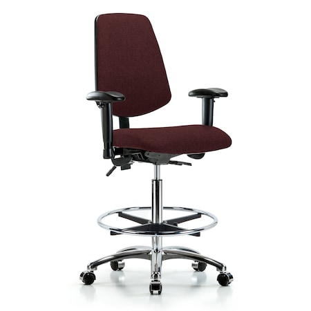 Fab Hi Bench Chair, Med, Bk, CF, Cast, Bur, 6-Way Adjustable, 26