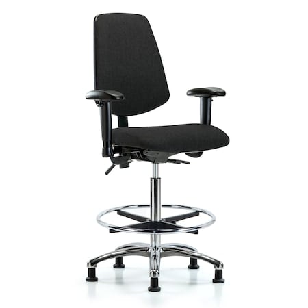 Fab Hi Bench Chair, Med, Bk, CF, Glds, Blk, 6-Way Adjustable, 26