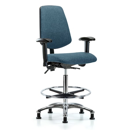 Fab Hi Bench Chair, Med, Bk, CF, Glds, Blu, 6-Way Adjustable, 26