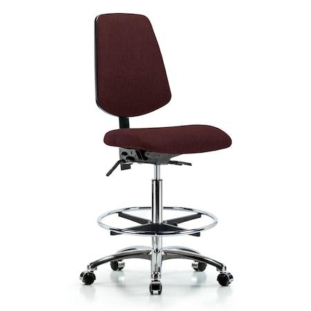 Fab Hi Bench Chair, Med, Bk, CF, Cast, Bur, No Arms, 26