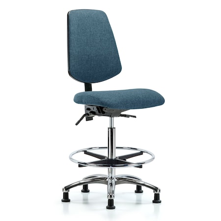 Fab Hi Bench Chair, Med, Bk, CF, Glds, Blu, No Arms, 26
