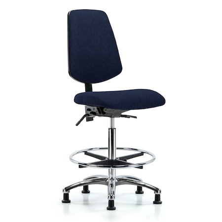 Fab Hi Bench Chair, Med, Bk, CF, Glds, Navy, No Arms, 26