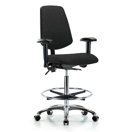 Fab Hi Bench Chair, Med, Bk, CF, Cast, Blk, 6-Way Adjustable, 26