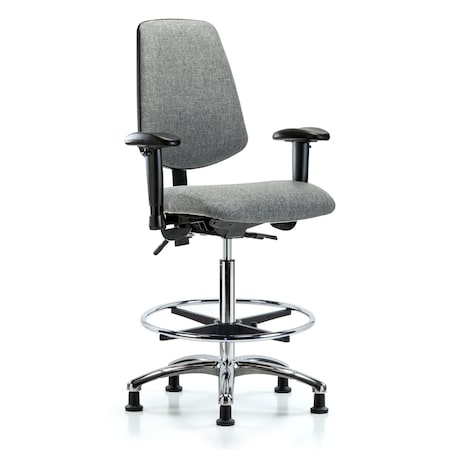 Fab Hi Bench Chair, Med, Bk, CF, Glds, Gry, 6-Way Adjustable, 26
