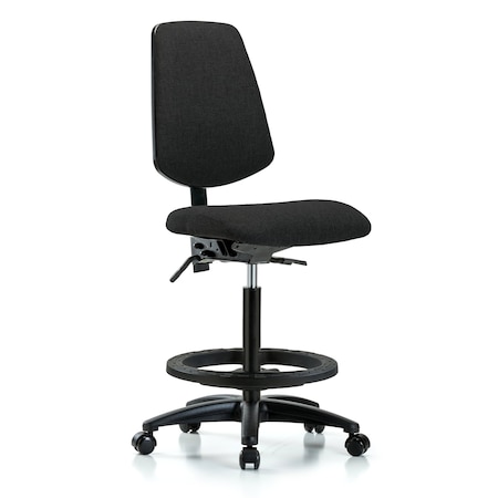 Fab Hi Bench Chair, Med, Bk, BF, Cast, Blk, No Arms, 26