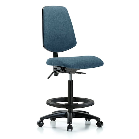 Fab Hi Bench Chair, Med, Bk, BF, Cast, Blu, No Arms, 26