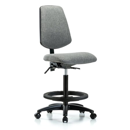 Fab Hi Bench Chair, Med, Bk, BF, Cast, Gry, No Arms, 26