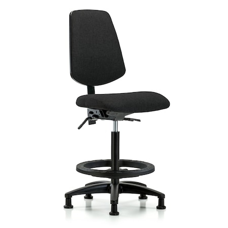 Fab Hi Bench Chair, Med, Bk, BF, Glides, Blk, No Arms, 26