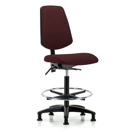 Fab Hi Bench Chair, Med, Bk, CF, Glides, Bur, No Arms, 26