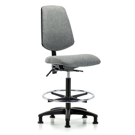 Fab Hi Bench Chair, Med, Bk, CF, Glides, Gry, No Arms, 26