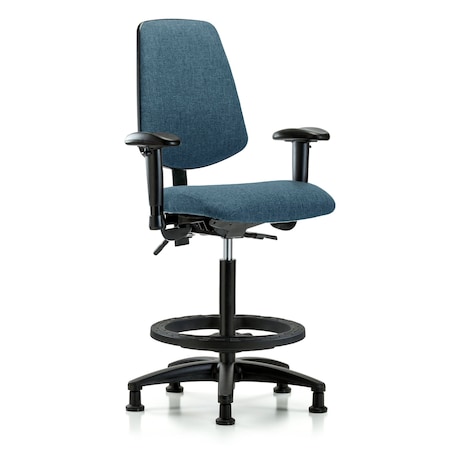 Fab Hi Bench Chair, Med, Bk, AA, BF, Glds, Blu, 6-Way Adjustable, 26