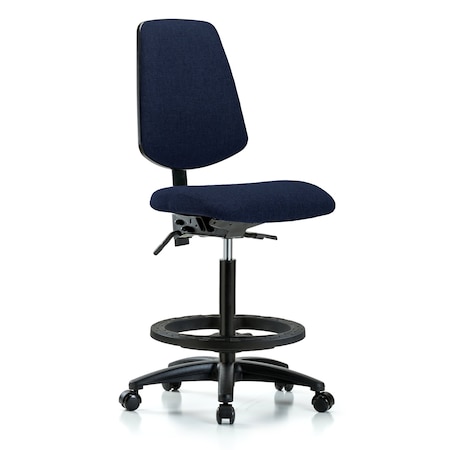 Fab Hi Bench Chair, Med, Bk, BF, Cast, Navy, No Arms, 26