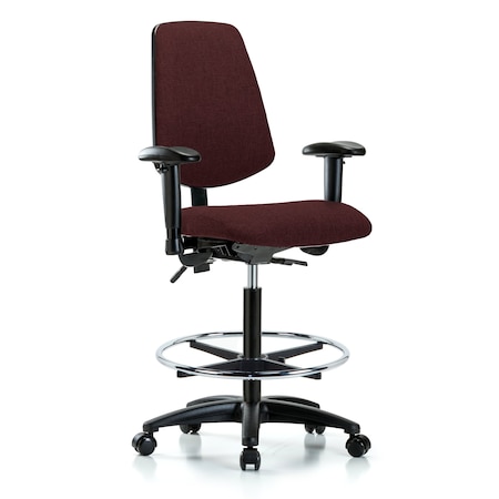 Fab Hi Bench Chair, Med, Bk, CF, Cast, Bur, 6-Way Adjustable, 26