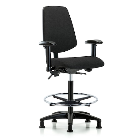 Fab Hi Bench Chair, Med, Bk, CF, Glds, Blk, 6-Way Adjustable, 26