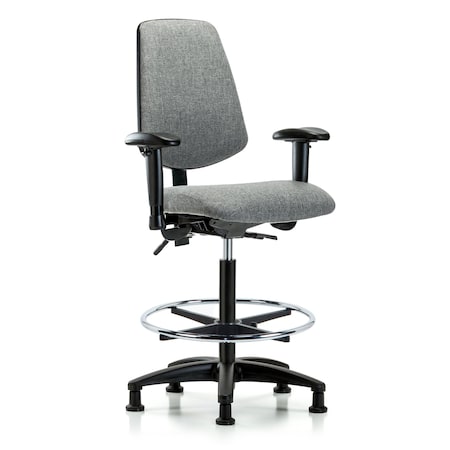 Fab Hi Bench Chair, Med, Bk, CF, Glds, Gry, 6-Way Adjustable, 26