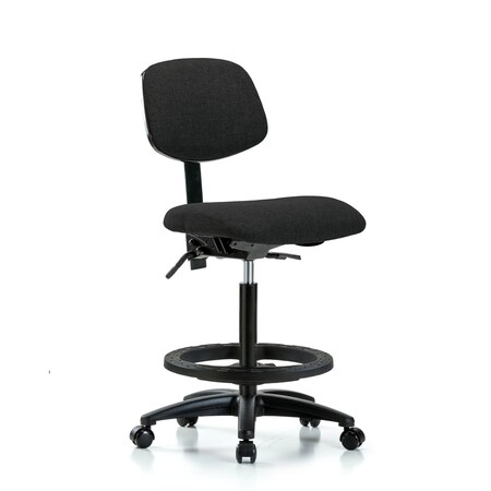 Chair, Fabric, Hi Bench, BF Casters, Blk, No Arms, 26
