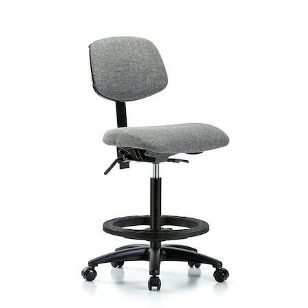 Chair, Fabric, Hi Bench, BF Casters, Gry, No Arms, 26