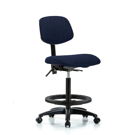 Chair, Fabric, Hi Bench, BF Casters, Nav, No Arms, 26