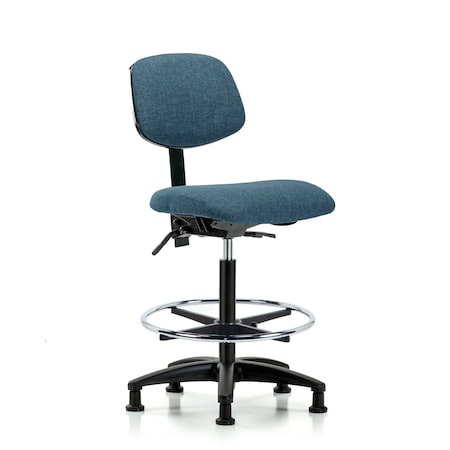 Chair, Fabric, Hi Bench, CF Glides, Blu, No Arms, 26