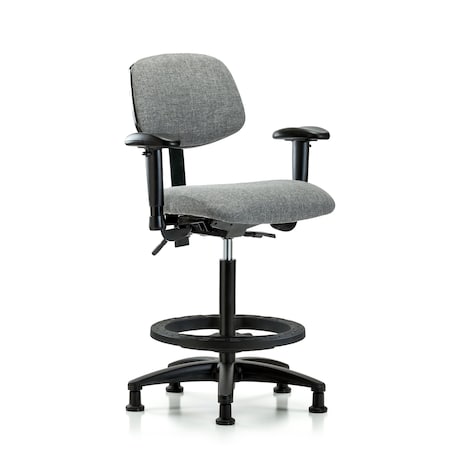 Chair, Fabric, Hi Bench, AA BF Glides, Gry, 6-Way Adjustable, 26