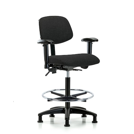 Chair, Fabric, Hi Bench, AA CF Glides, Blk, 6-Way Adjustable, 26