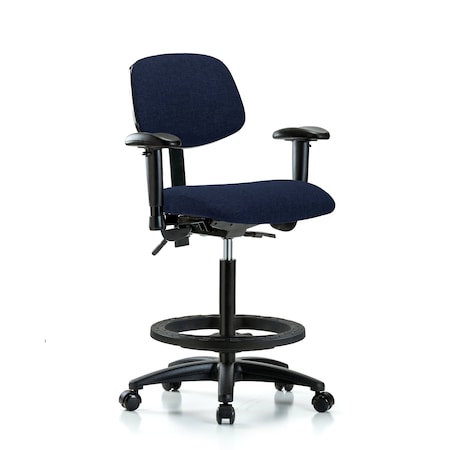 Chair, Fab, Hi Bench, Tilt AA BF Cast, Nav, 6-Way Adjustable, 26