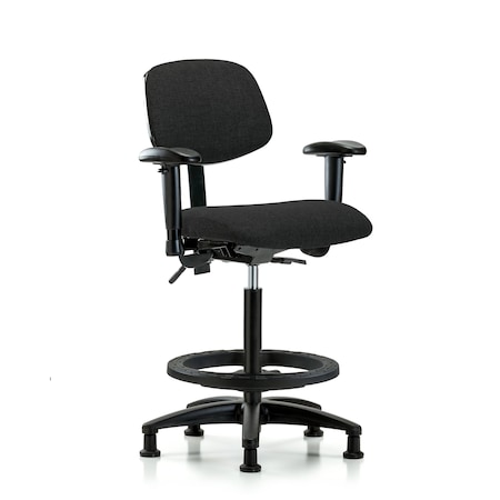 Chair, Fab, Hi Bench, Tilt AA BF Glides, Blk, 6-Way Adjustable, 26