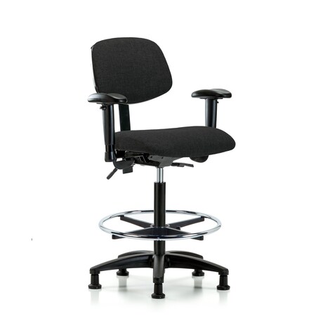 Chair, Fab, Hi Bench, Tilt AA CF Glides, Blk, 6-Way Adjustable, 26