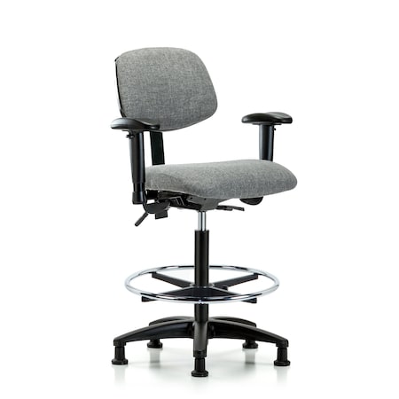 Chair, Fab, Hi Bench, Tilt AA CF Glides, Gry, 6-Way Adjustable, 26