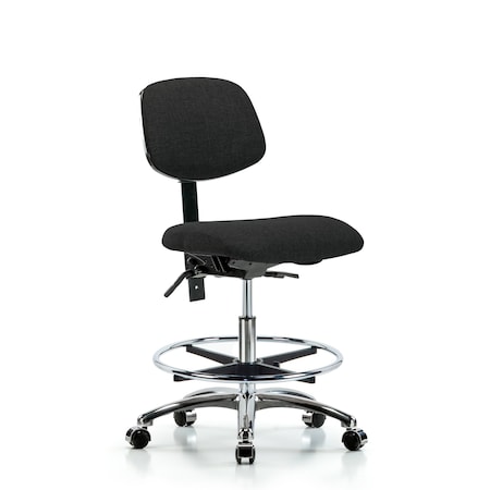 Chair, Fab, Med Bench, Chr CF Casters, Blk, No Arms, 22