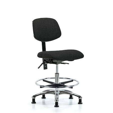 Chair, Fabric, Med Bench, Chr CF Glides, Blk, No Arms, 22