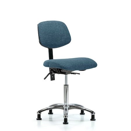 Chair, Fabric, Med Bench, Chrome Glides, Blu, No Arms, 22