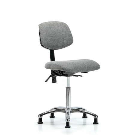 Chair, Fabric, Med Bench, Chrome Glides, Gry, No Arms, 22