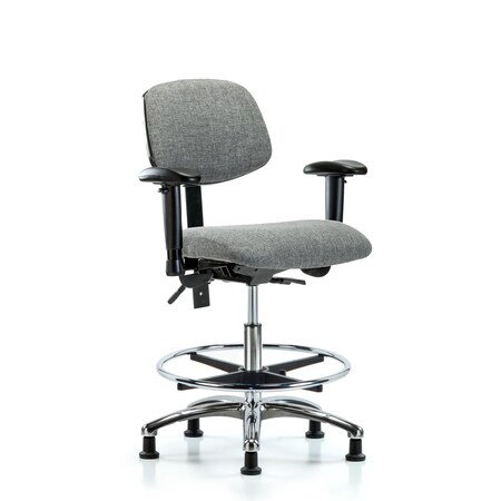 Chair, Fab, Med Bench, Chr AA CF Glides, Gry, 6-Way Adjustable, 22
