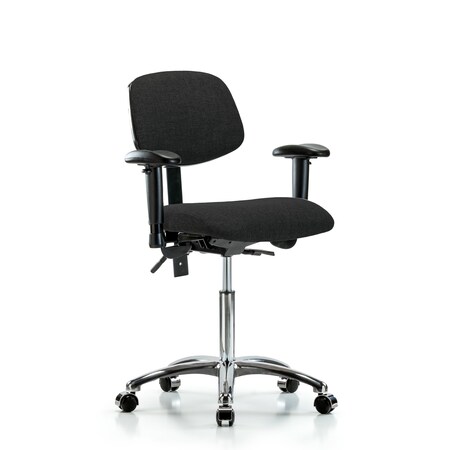 Chair, Fab, Med Bench, Chr AA Casters, Blk, 6-Way Adjustable, 22