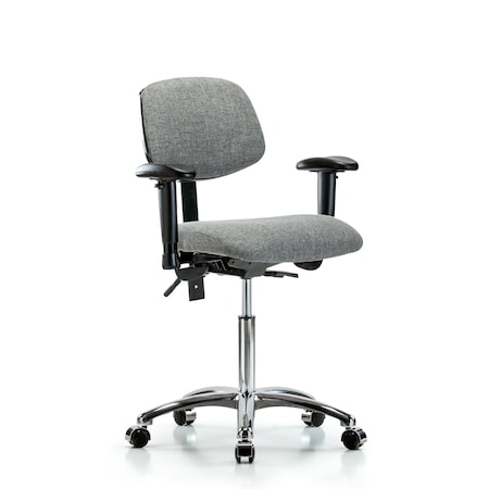 Chair, Fab, Med Bench, Chr AA Casters, Gry, 6-Way Adjustable, 22