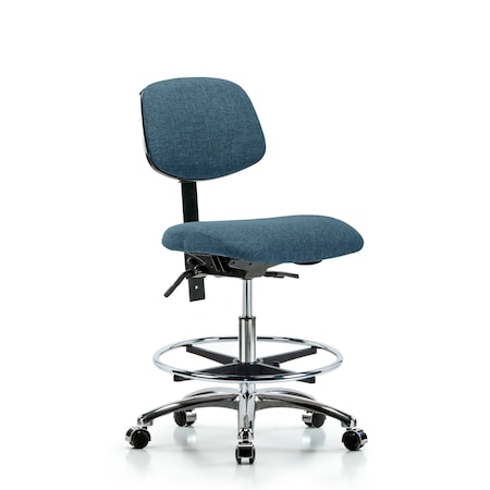 Chair, Fab, Med Bench, Chr Tilt CF Cast, Blu, No Arms, 22