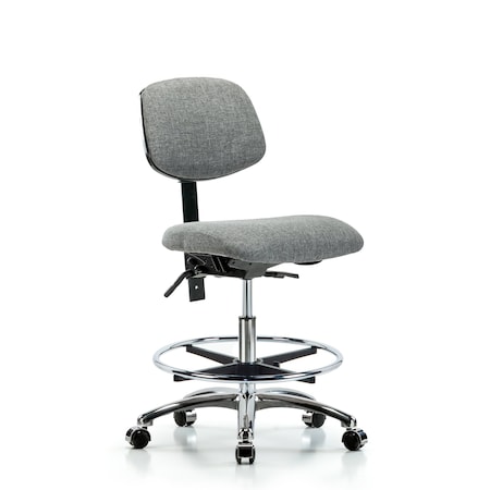 Chair, Fab, Med Bench, Chr Tilt CF Cast, Gry, No Arms, 22