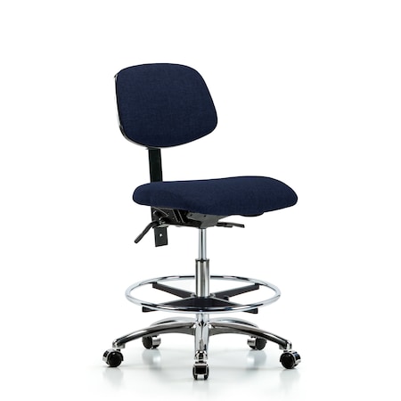 Chair, Fab, Med Bench, Chr Tilt CF Cast, Nav, No Arms, 22