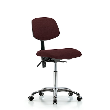 Chair, Fab, Med Bench, Chr Tilt Casters, Bur, No Arms, 22
