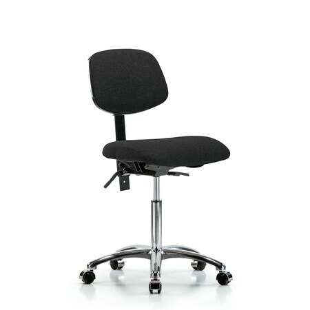 Chair, Fab, Med Bench, Chr Tilt Casters, Blk, No Arms, 22