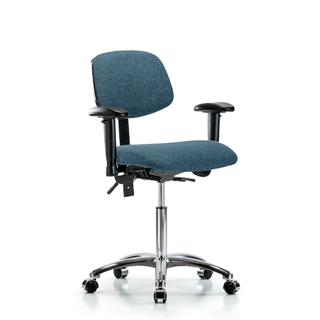 Chair, Fab, Med Bench, Chr Tilt AA Cast Blu, 6-Way Adjustable, 22